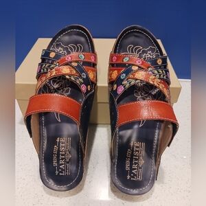 L'ARTISTE Leigh Navy Multi Sandals 8.5